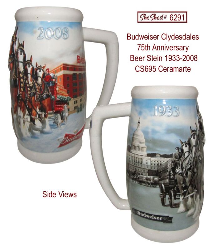 Budweiser Clydesdales 75th Anniversary Beer Stein 1933-2008 CS695 Ceramarte
